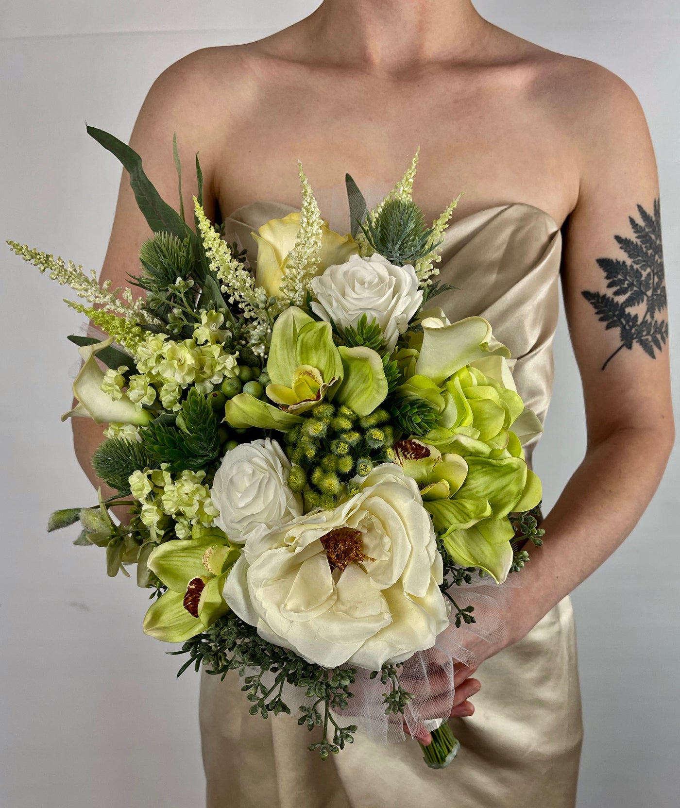 Rent a Rose-Bridesmaid Bouquet-  Cream, white with Green accents.- Rent for five days for $69.00