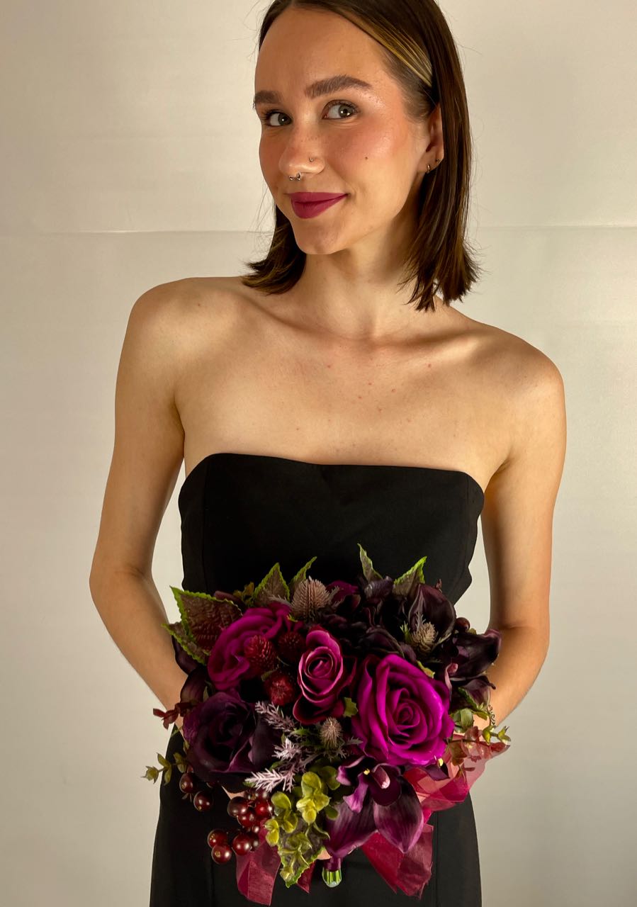 Bridesmaid Bouquet in Black Cherry