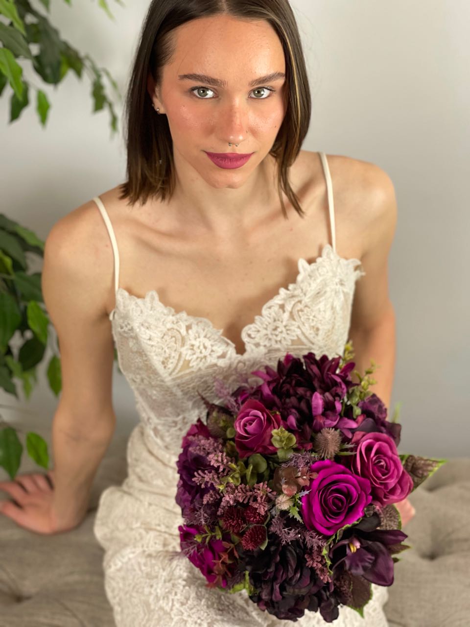 Rent a Rose Purple and magenta bridal bouquet for rent for $88.00