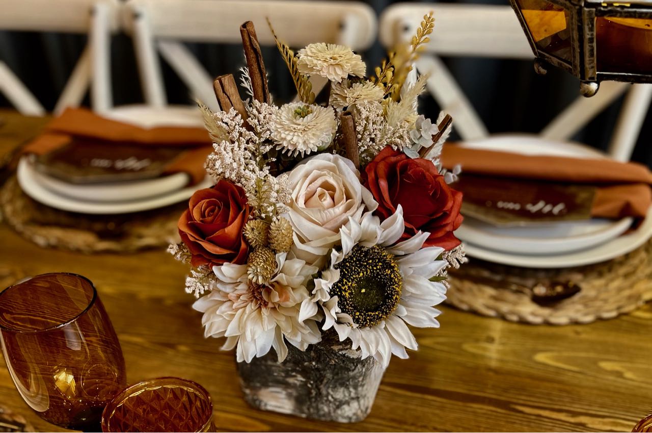 Rust And Roses Centerpiece in Rust and Roses – RentARose