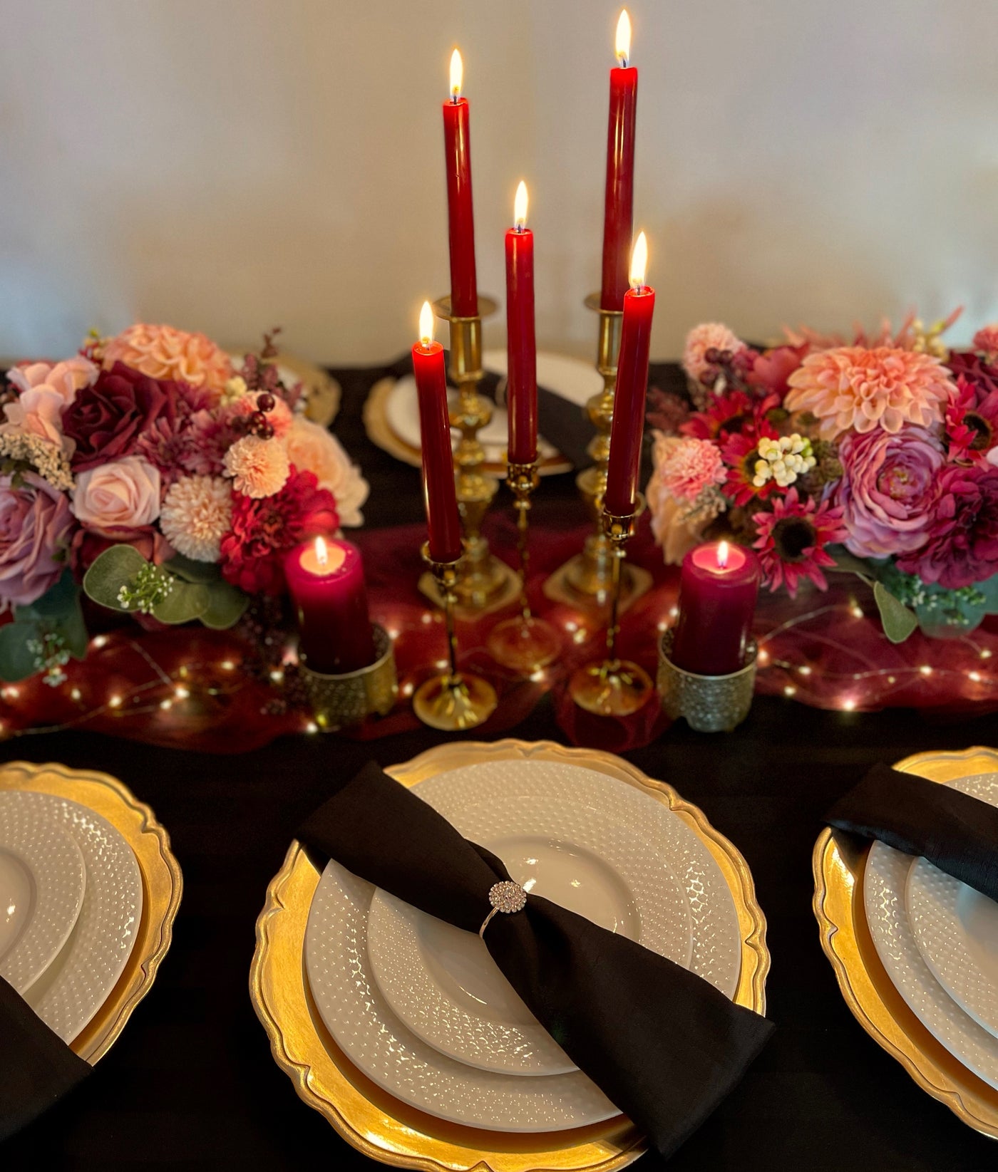 Rent a Rose- Centrepiece- Burgundy and pink flowers-  Rent for five days for $20.00