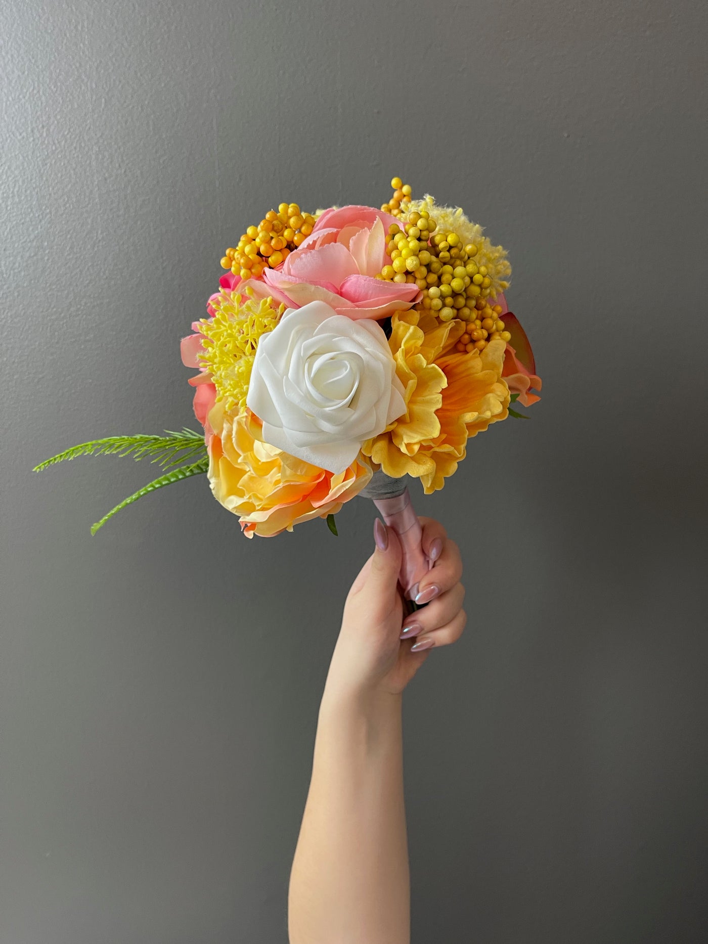 Rent  A Rose- Flower Girl Bouquet- Pink, yellow, orange and white. Rent for five days for $35.00
