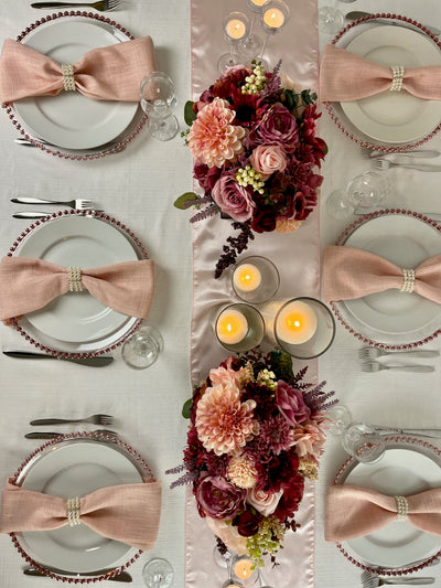 Rent A Rose-Delicately patterned blush napkins. (20 inches x 20 inches)