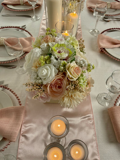 Rent a Rose- Centrepiece- Pink- cream and pale green rent for five days for $54.00. 