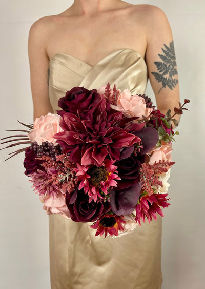 Rent a Rose-Bridesmaid Bouquet- Burgundy and Pale pink flowers.Rent for five days for $69.00